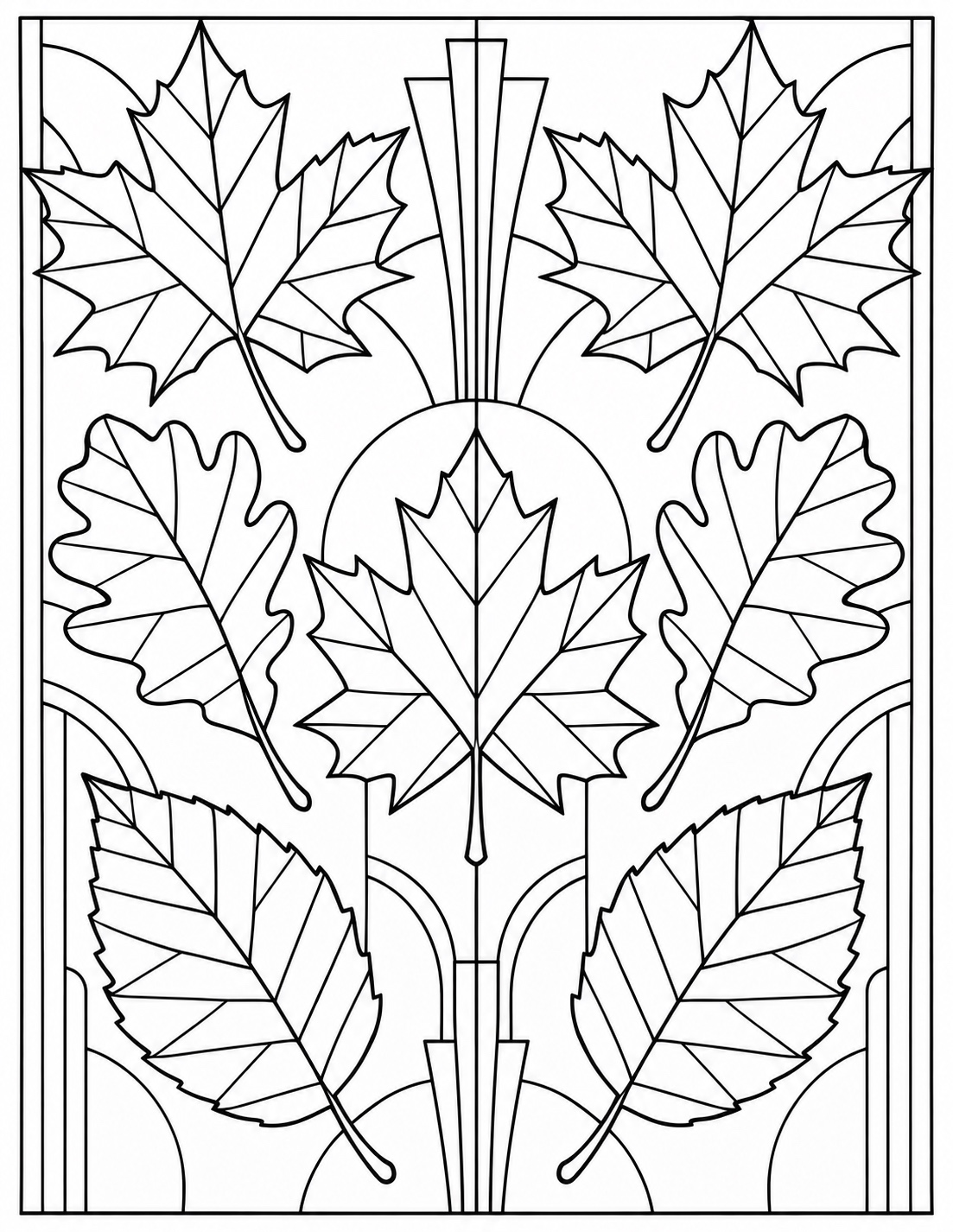 Geometric Autumn Leaves in a simple Art Deco pattern